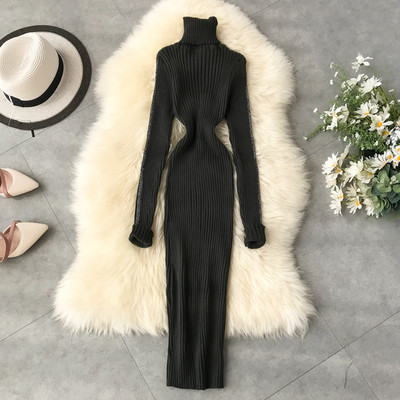 Χειμερινό  γυναικείο φόρεμα ν με ψηλό γιακά σε διάφορα χρώματα