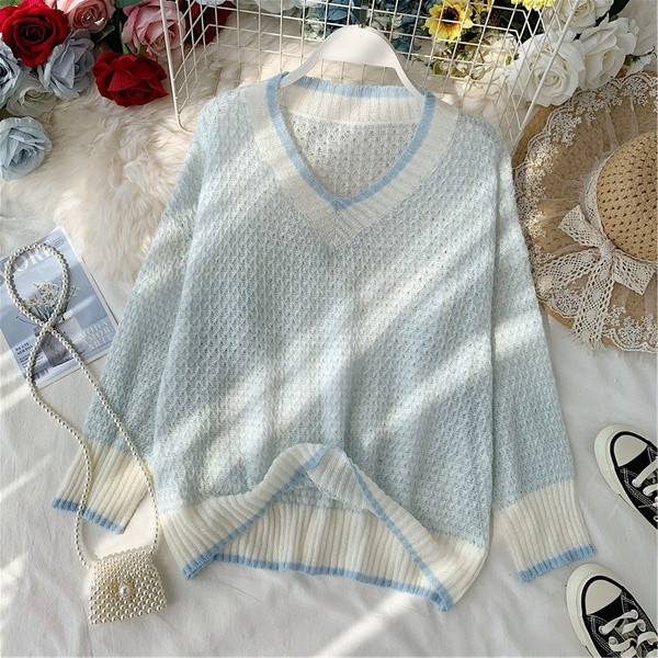 Pulover de damă cu decolteu în V în patru culori