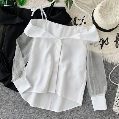 Γυναικεία μπλούζα με μανίκια δαντέλας σε διάφορα χρώματα