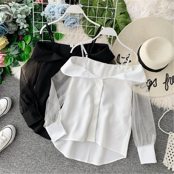 Γυναικεία μπλούζα με μανίκια δαντέλας σε διάφορα χρώματα