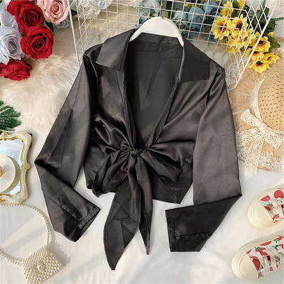 Γυναικείο κομψό σατέν πουκάμισο - σε διάφορα χρώματα