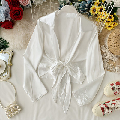 Γυναικείο κομψό σατέν πουκάμισο - σε διάφορα χρώματα