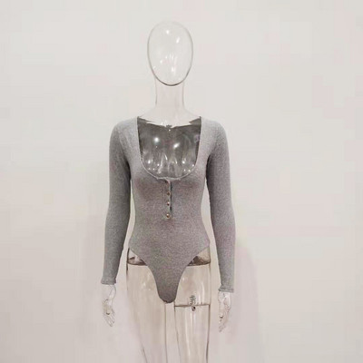 Μοντέρνο γυναικείο κορμάκι με βαθύ λαιμό και κουμπιά σε διάφορα χρώματα