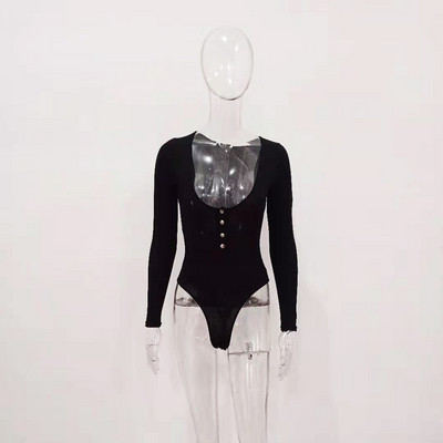 Μοντέρνο γυναικείο κορμάκι με βαθύ λαιμό και κουμπιά σε διάφορα χρώματα