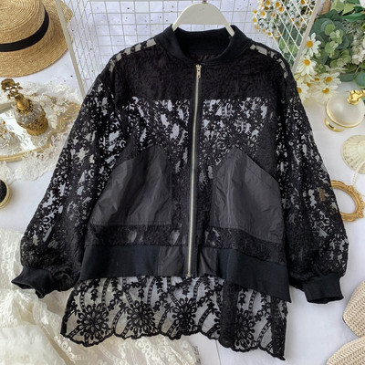 Γυναικείο σακάκι  με τσέπες σε μαύρο και άσπρο χρώμα