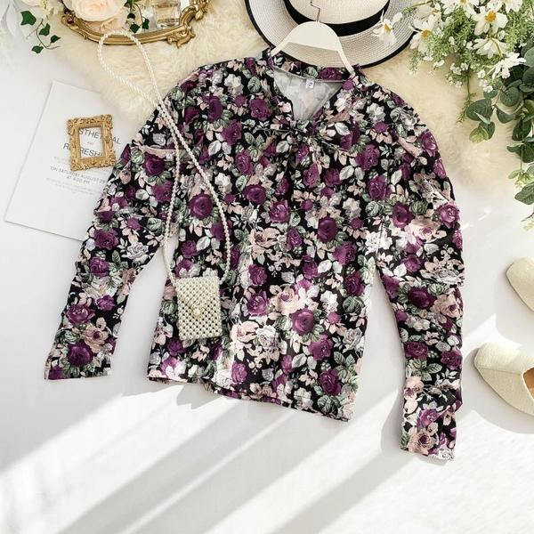 Κομψή γυναικεία μπλούζα με κολάρο με κορδέλα σε δύο χρώματα