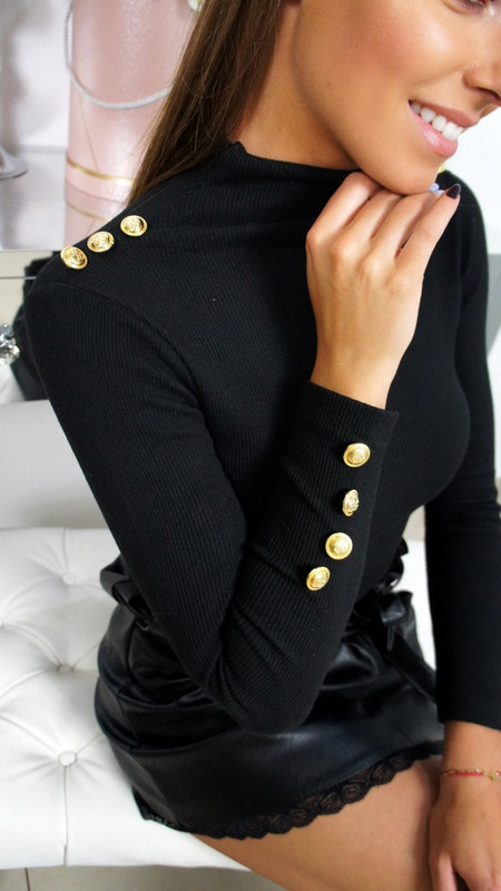 Μοντέρνα γυναικεία μπλούζα με μακριά μανίκια και ψηλό γιακά σε δύο χρώματα