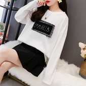 Női blúz három színben felirattal és O-nyakkal