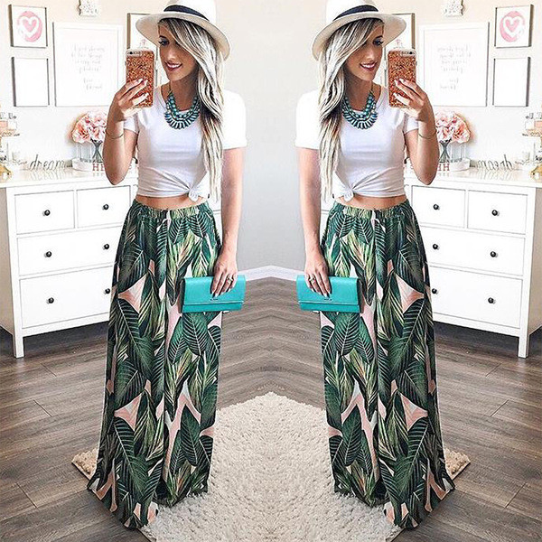 Μοντέρνο γυναικείο παντελόνι ευρύ μοτίβο σε πράσινο χρώμα