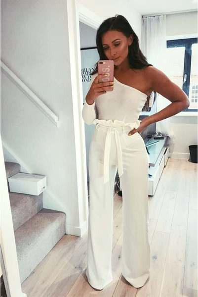 Модерен дамски панталон с висока талия и връзки в четири цвята 