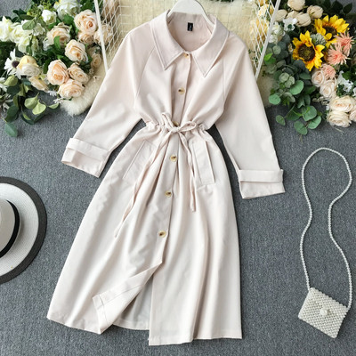 Κομψό γυναικείο φόρεμα  με κουμπιά και κορδόνια σε διάφορα χρώματα