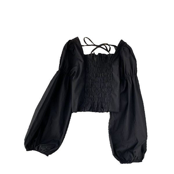 Γυναικεία μπλούζα με τετράγωνη λαιμόκοψη σε μαύρο, λευκό και μπεζ χρώμα