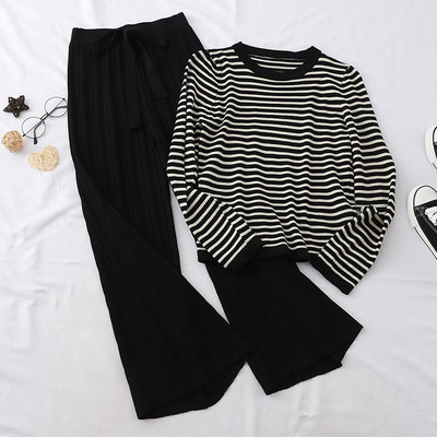 Casual γυναικείο  σύνολο σε μαύρο και μπεζ χρώμα