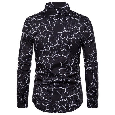 Μοντέρνο ανδρικό πουκάμισο μακρυμάνικο σε λευκό και μαύρο χρώμα