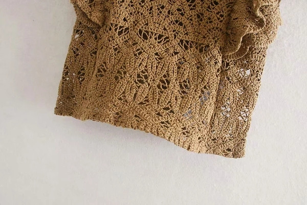 Aktuális női ing pólógallérral, barna színben