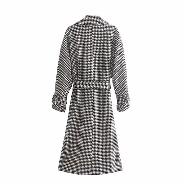 Νέο μοντέλο γυναικείο καρό παλτό με ζώνη