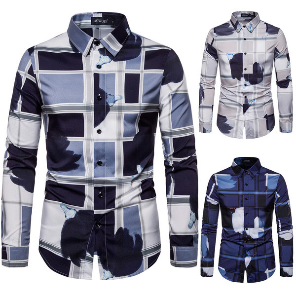 Μοντέρνο ανδρικό πουκάμισο με μακρύ μανίκι σε τρία χρώματα