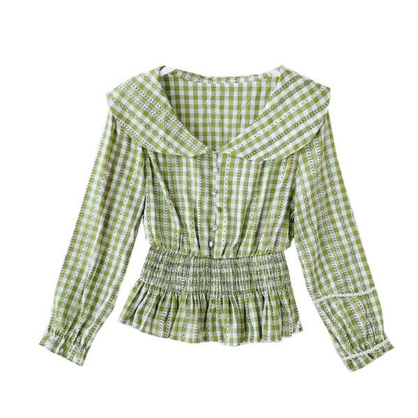 Καρό γυναικεία μπλούζα με ελαστική μέση σε διάφορα χρώματα