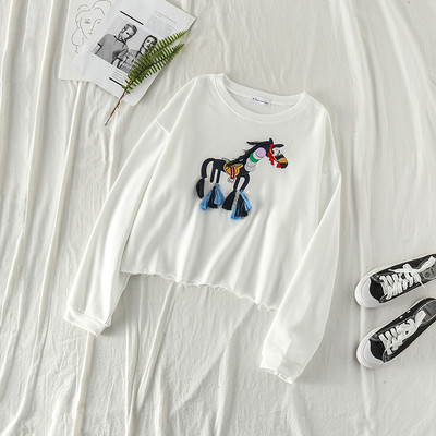 Γυναικεία μπλούζα με μακριά μανίκια και κεντήματα σε τρία χρώματα