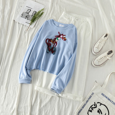 Γυναικεία μπλούζα με μακριά μανίκια και κεντήματα σε τρία χρώματα