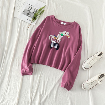 Γυναικεία μπλούζα με μακριά μανίκια και κεντήματα σε τρία χρώματα