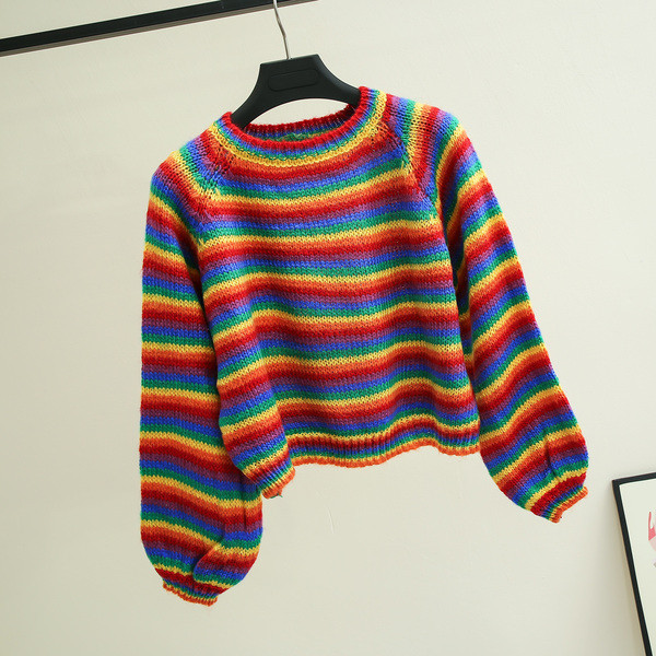 Γυναικείο πουλόβερ  ευρύ  μοντέλο  με O-λαιμό