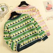 Alkalmi női pulóver zöld és rózsaszín színben