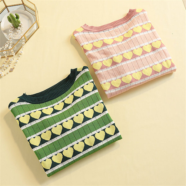 Alkalmi női pulóver zöld és rózsaszín színben