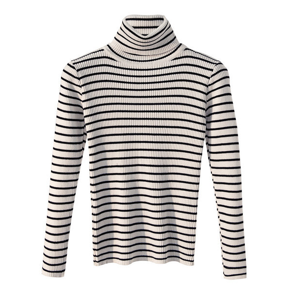 Γυναικείο ριγέ πουλόβερ σε διάφορα χρώματα με κολάρο 