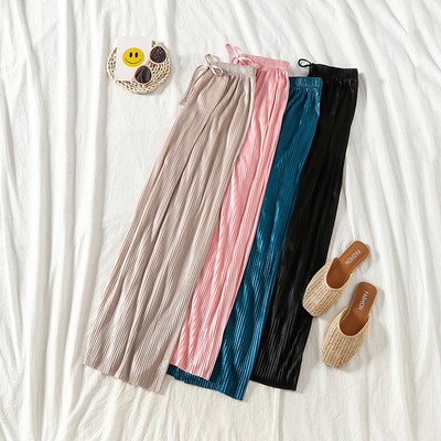 Плисиран дамски широк панталон с ластик в четири цвята