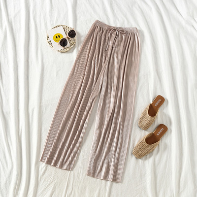 Πλισέ φαρδύ γυναικείο παντελόνι  με ελαστική λωρίδα σε τέσσερα χρώματα