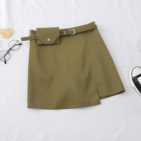 Σύγχρονη  έκο δερμάτινη γυναικεία φούστα  με  ζώνη σε πολλά χρώματα