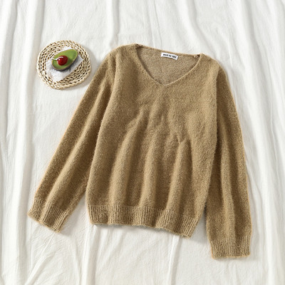 Χνουδωτό γυναικείο πουλόβερ με μακριά μανίκια  σε διάφορα χρώματα