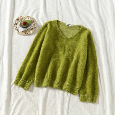 Χνουδωτό γυναικείο πουλόβερ με μακριά μανίκια  σε διάφορα χρώματα