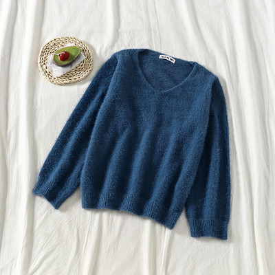 Χνουδωτό γυναικείο πουλόβερ με μακριά μανίκια  σε διάφορα χρώματα