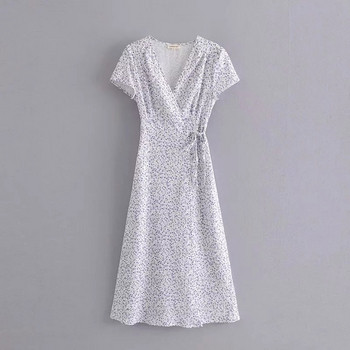 Μοντέρνο γυναικείο φόρεμα με λαιμόκοψη - δύο χρώματα