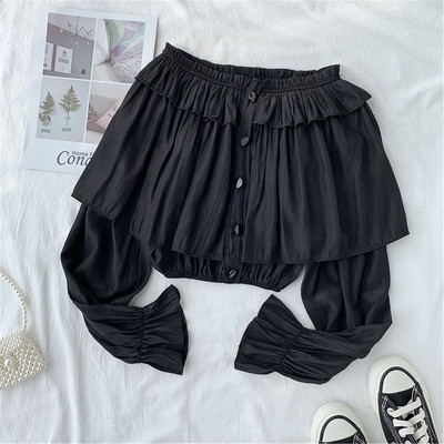 Γυναικεία μπλούζα - κοντό  μοντέλο σε κίτρινο, μαύρο και άσπρο χρώμα