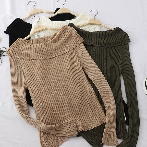 Λεπτό γυναικείο πουλόβερ  με πεσμένα μανίκια σε διάφορα χρώματα