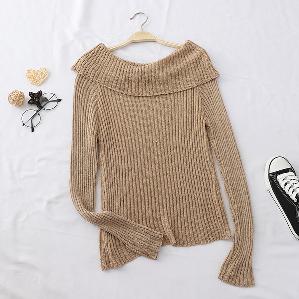 Λεπτό γυναικείο πουλόβερ  με πεσμένα μανίκια σε διάφορα χρώματα