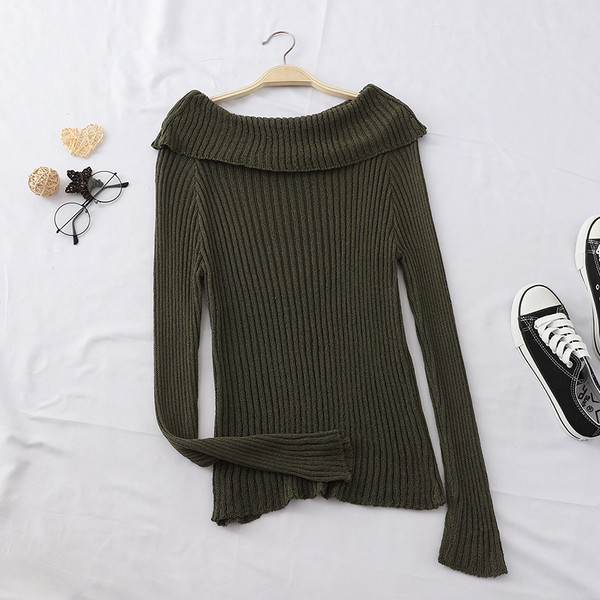 Λεπτό γυναικείο πουλόβερ  με πεσμένα μανίκια σε διάφορα χρώματα