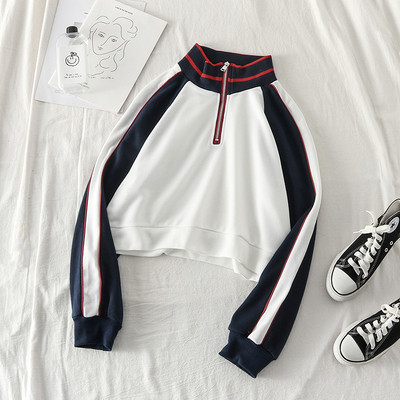 Γυναικείο φούτερ με φερμουάρ σε δύο χρώματα