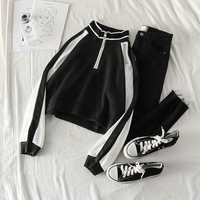 Γυναικείο φούτερ με φερμουάρ σε δύο χρώματα