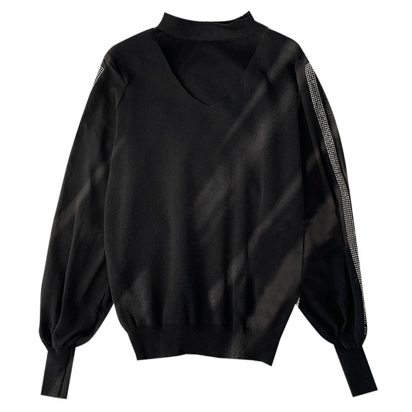 Μοντέρνο γυναικείο πουλόβερ  με διακοσμιτικές  πέτρες σε διάφορα χρώματα