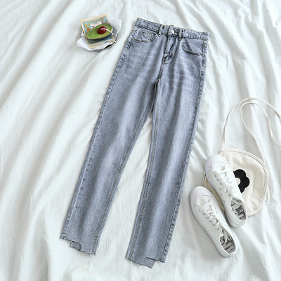 Μοντέρνα γυναικεία τζιν με ψηλή  μέση σε μπλε και μαύρο χρώμα