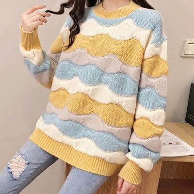 Χειμερινό γυναικείο πουλόβερ - ευρύ μοντέλο σε τρία χρώματα