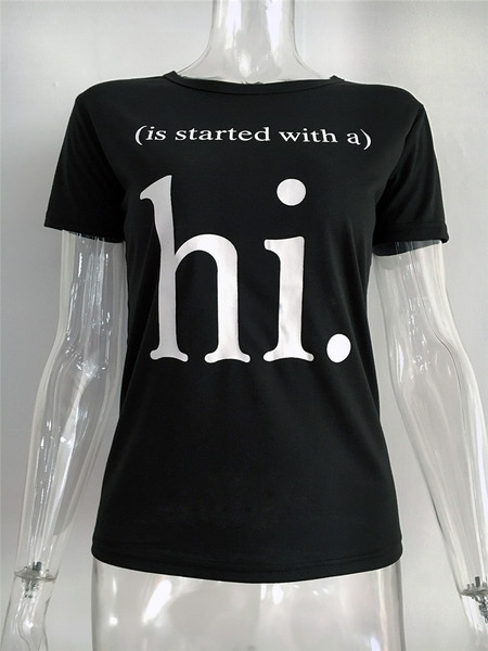 Tricou casual dama cu inscriptie alb si negru