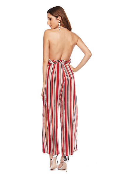 Salopetă lejeră de damă, cu bretele subțiri, de culoare roșie