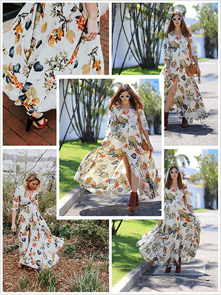 Rochie casual de dama lunga cu maneci 3/4 in alb