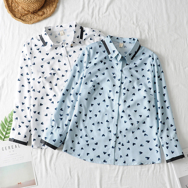 Cămașă modernă de damă cu mâneci lungi și guler clasic în două culori