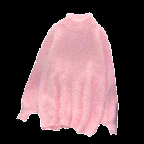 Μοντέρνο χνουδωτό γυναικείο  πουλόβερ  σε ροζ χρώμα